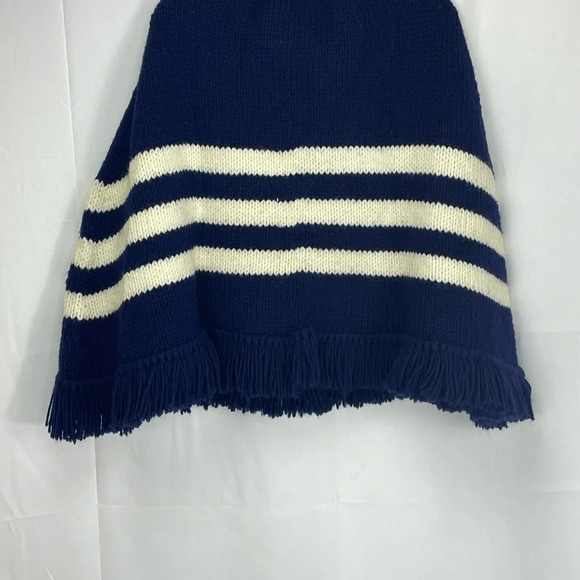 Blue/White Striped Handknit Very Bulky PONCHO CAPE - Nautical Beachy Look- Heavy - Picture 3 of 3